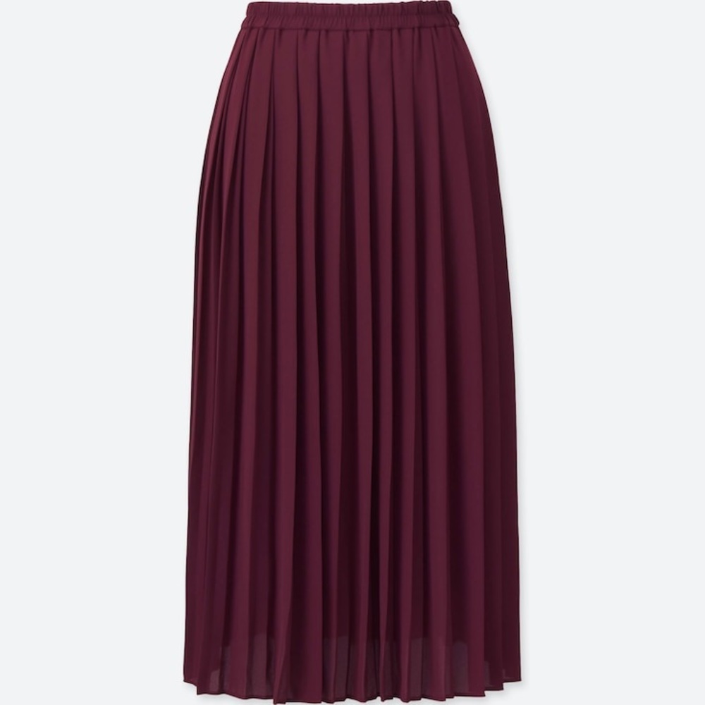 posh wine maxi pleated skirt